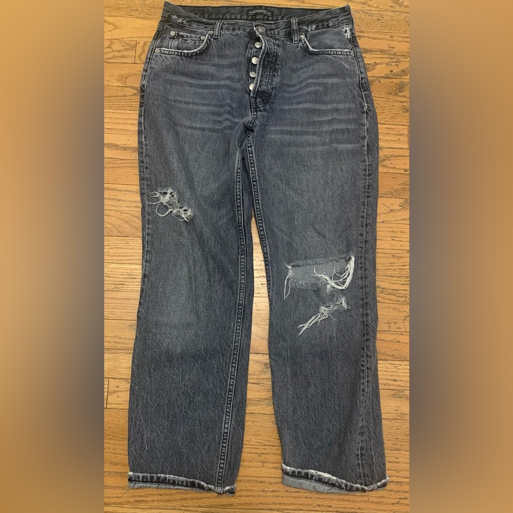 Zara Black Denim Holy Jeans, Size 6